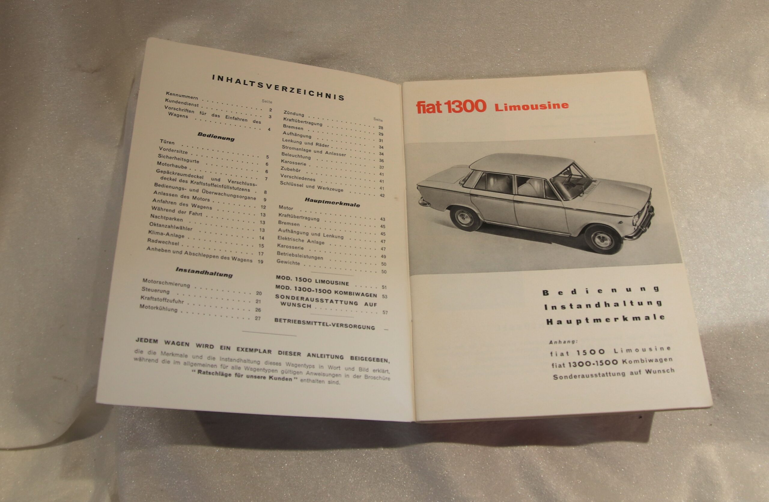 Fiat 1300-1500 1963 instruktionshåndbog/Owners Manual – TOCO